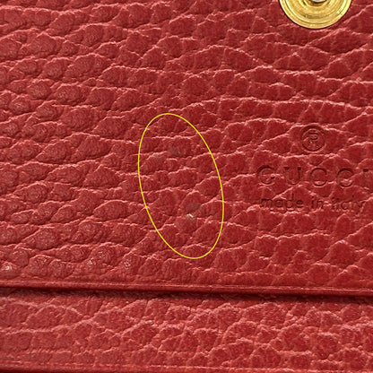 GUCCI グッチ ダブルG ミニウォレット 二つ折り財布 プチマーモント レッド 456126 レザー レディース メンズ 【中古】