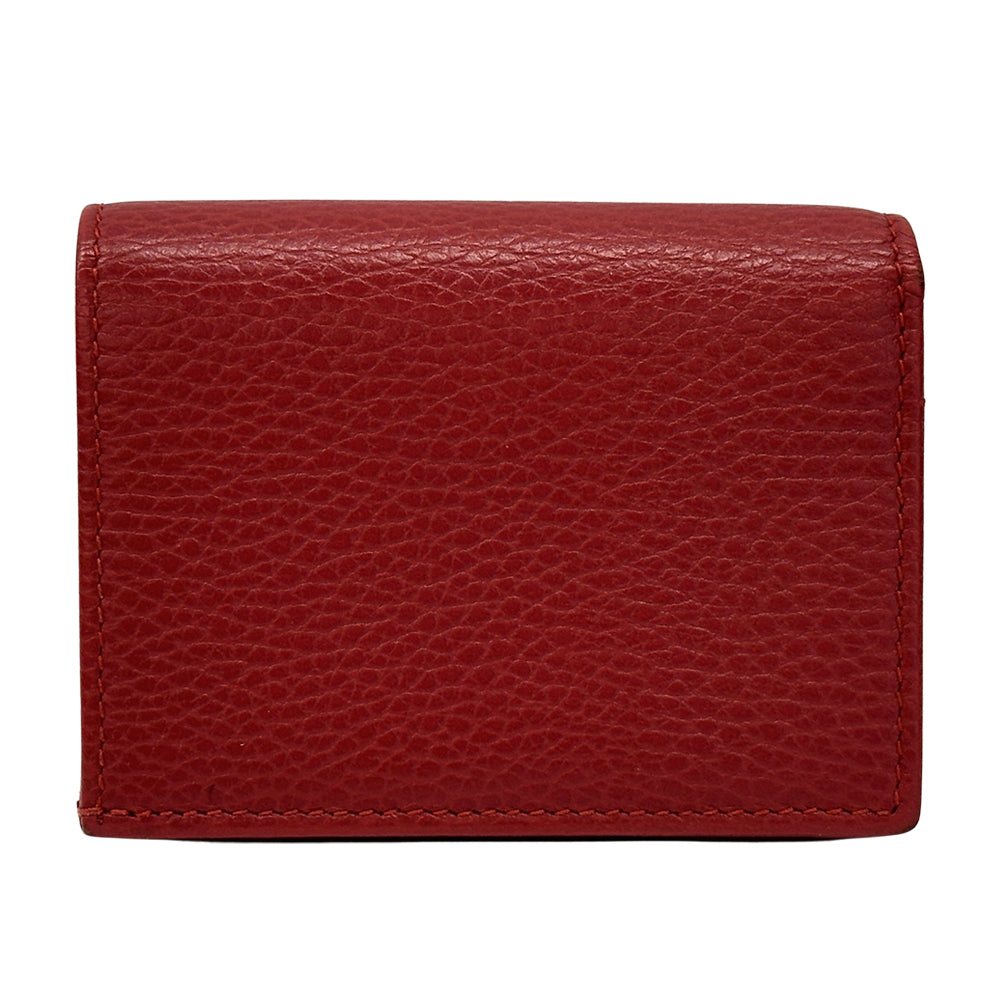 GUCCI グッチ ダブルG ミニウォレット 二つ折り財布 プチマーモント レッド 456126 レザー レディース メンズ 【中古】