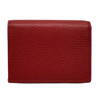 GUCCI グッチ ダブルG ミニウォレット 二つ折り財布 プチマーモント レッド 456126 レザー レディース メンズ 【中古】