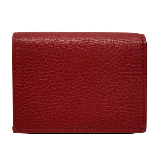 GUCCI グッチ ダブルG ミニウォレット 二つ折り財布 プチマーモント レッド 456126 レザー レディース メンズ 【中古】