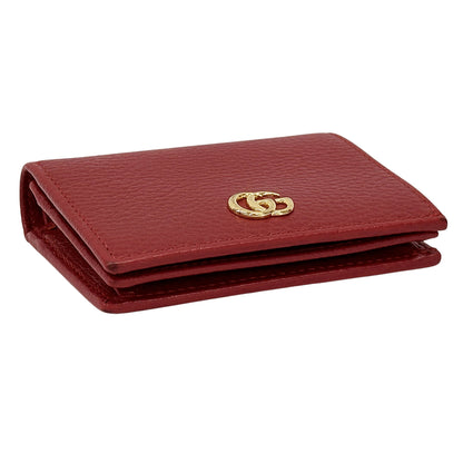 GUCCI グッチ ダブルG ミニウォレット 二つ折り財布 プチマーモント レッド 456126 レザー レディース メンズ 【中古】