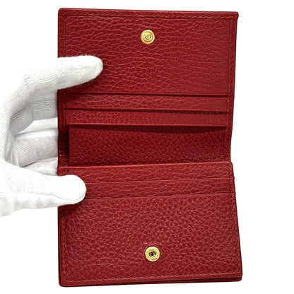 GUCCI グッチ ダブルG ミニウォレット 二つ折り財布 プチマーモント レッド 456126 レザー レディース メンズ 【中古】