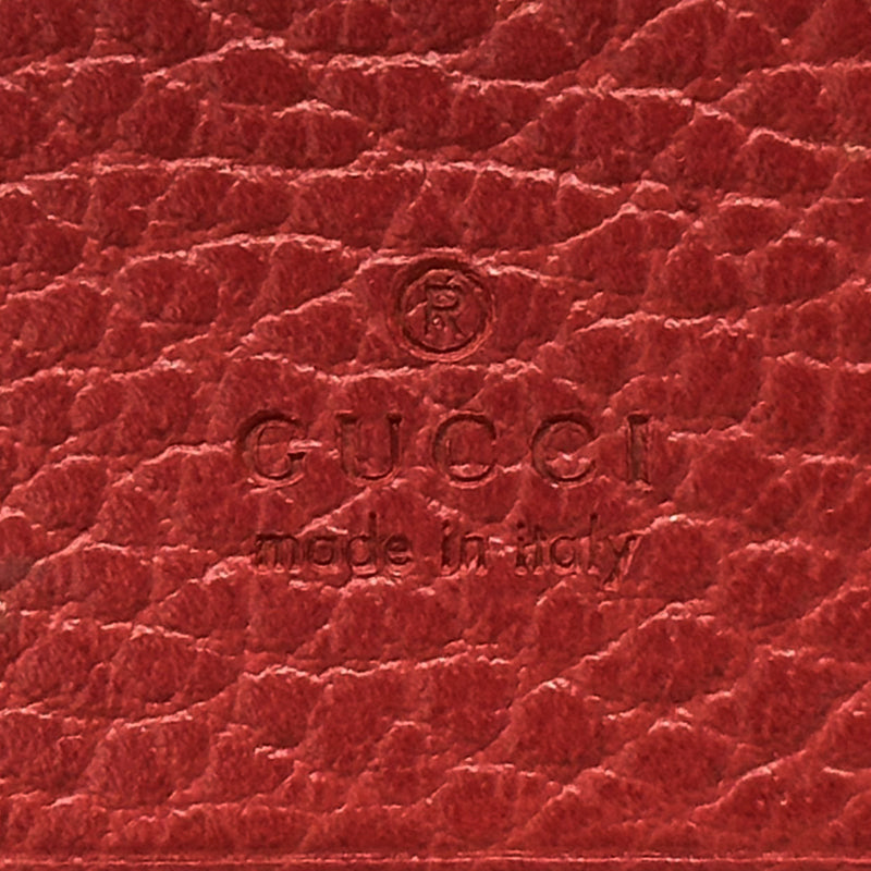 GUCCI グッチ ダブルG ミニウォレット 二つ折り財布 プチマーモント レッド 456126 レザー レディース メンズ 【中古】