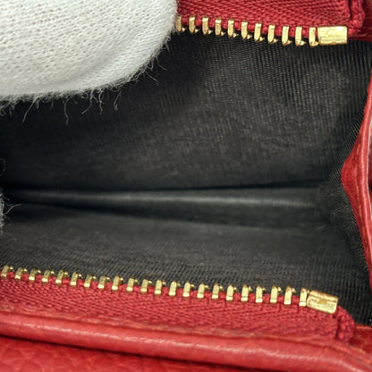 GUCCI グッチ ダブルG ミニウォレット 二つ折り財布 プチマーモント レッド 456126 レザー レディース メンズ 【中古】