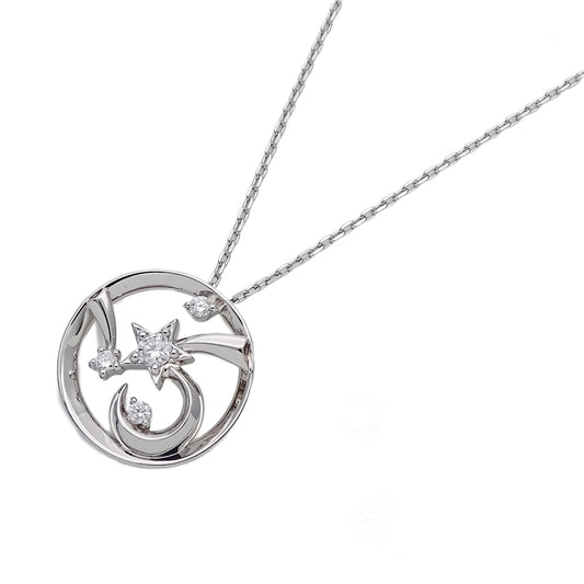 STAR JEWELRY スタージュエリー ネックレス PT950 ダイヤモンド プラチナ シルバー レディース 磨き済み 【中古】