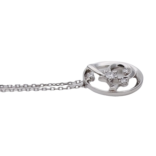 STAR JEWELRY スタージュエリー ネックレス PT950 ダイヤモンド プラチナ シルバー レディース 磨き済み 【中古】