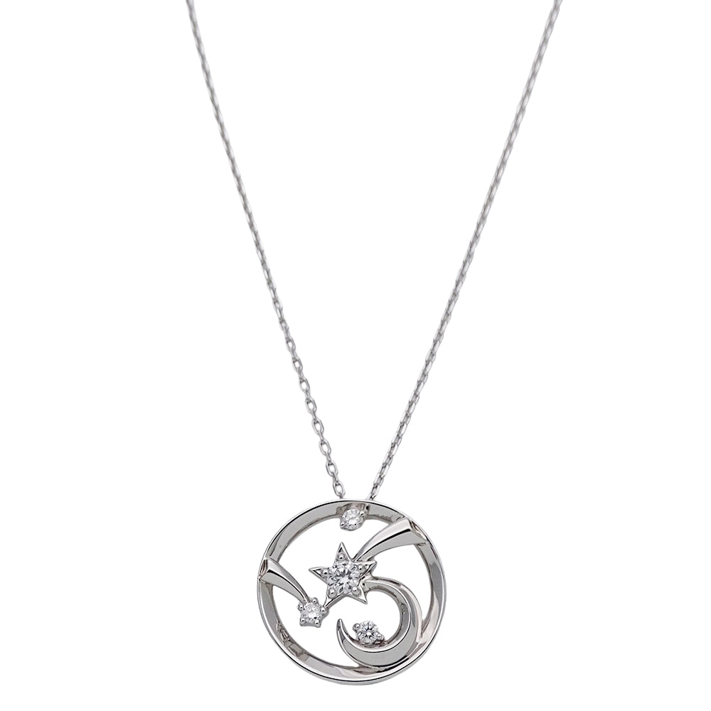 STAR JEWELRY スタージュエリー ネックレス PT950 ダイヤモンド プラチナ シルバー レディース 磨き済み 【中古】