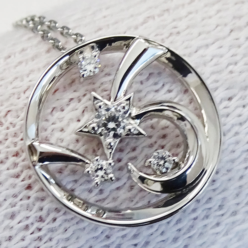 STAR JEWELRY スタージュエリー ネックレス PT950 ダイヤモンド プラチナ シルバー レディース 磨き済み 【中古】