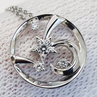 STAR JEWELRY スタージュエリー ネックレス PT950 ダイヤモンド プラチナ シルバー レディース 磨き済み 【中古】