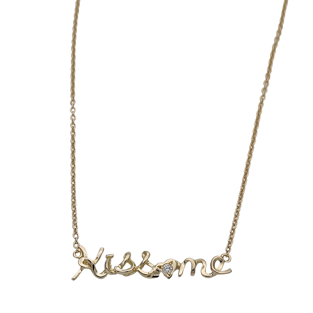 STAR JEWELRY スタージュエリー Kiss ｍe ネックレス K18YG イエローゴールド ダイヤモンド レディース 磨き済み 【中古】