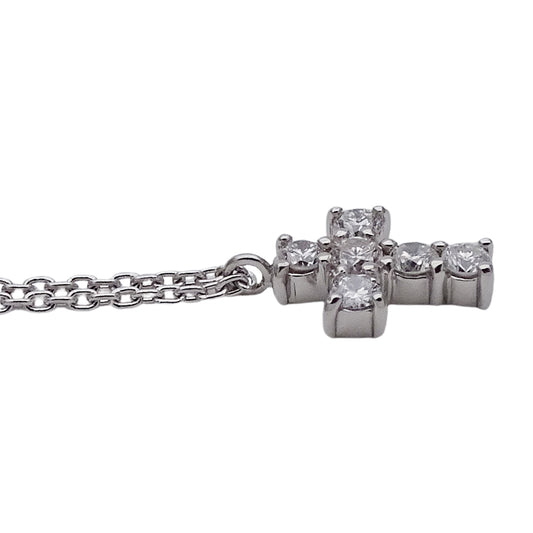 VENDOME ヴァンドーム クロス ネックレス PT900 PT850 プラチナ ダイヤモンド シルバー レディース 磨き済み 【中古】