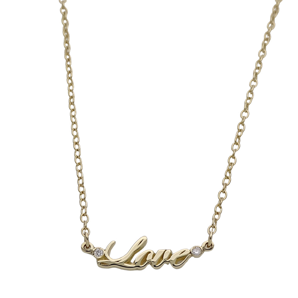 AHKAH アーカー Love ネックレス K18YG イエローゴールド ダイヤモンド レディース 磨き済み 【中古】