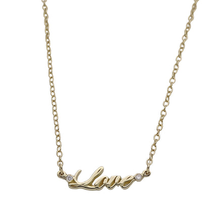 AHKAH アーカー Love ネックレス K18YG イエローゴールド ダイヤモンド レディース 磨き済み 【中古】