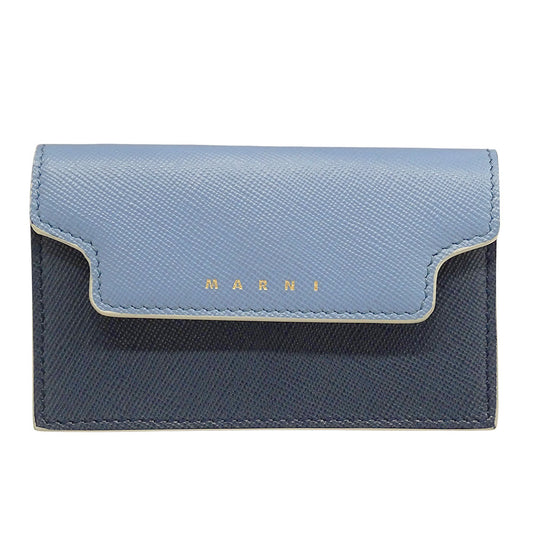 MARNI マルニ カードケース ブルー レザー レディース 【中古】