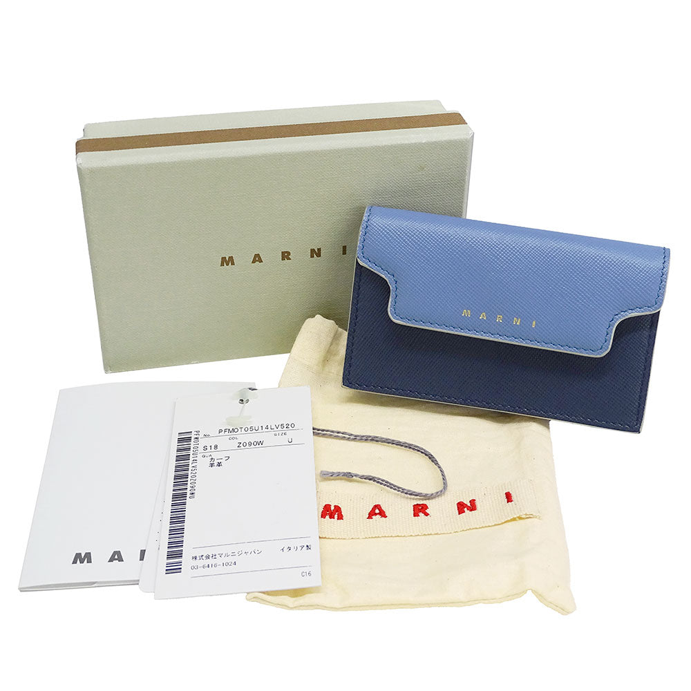 MARNI マルニ カードケース ブルー レザー レディース 【中古】