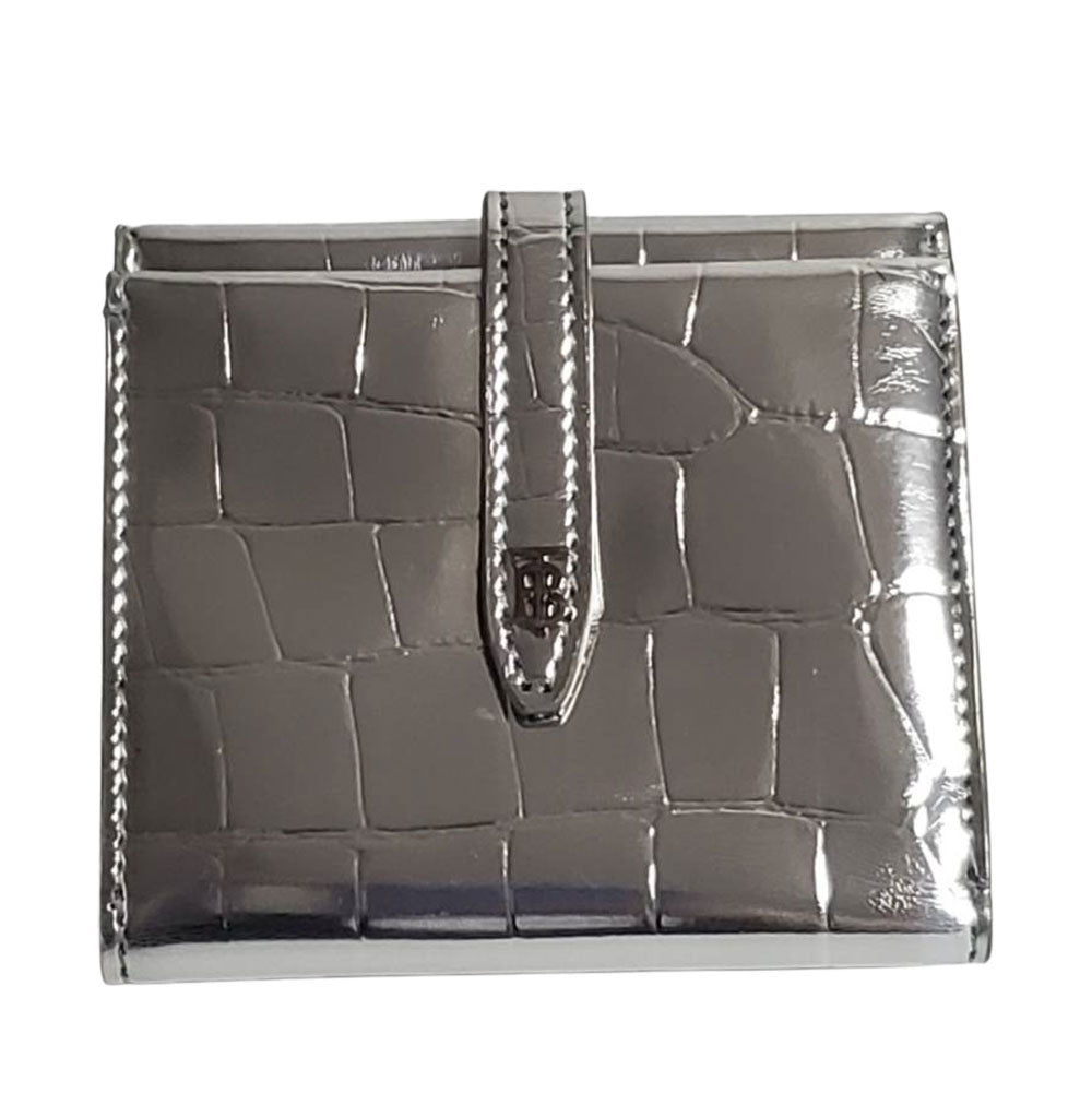 BURBERRY バーバリー 二つ折り財布 シルバー レザー レディース 【中古】
