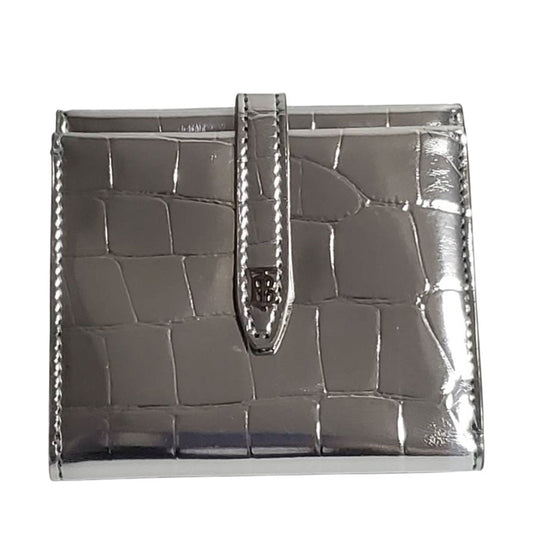 BURBERRY バーバリー 二つ折り財布 シルバー レザー レディース 【中古】