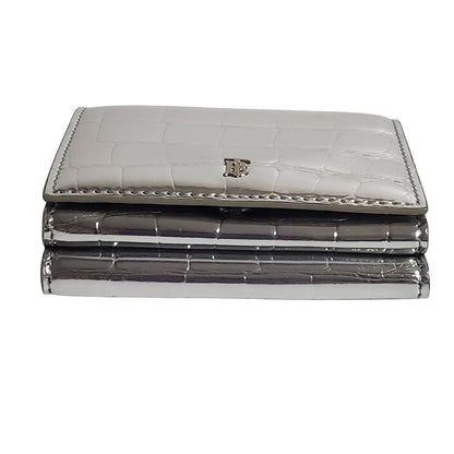 BURBERRY バーバリー 二つ折り財布 シルバー レザー レディース 【中古】