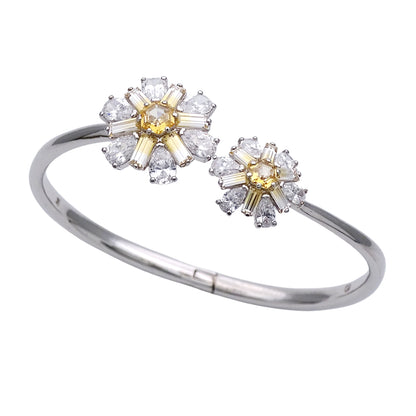 Swarovski スワロフスキー バングル メタル シルバー イエロー M レディース 【中古】