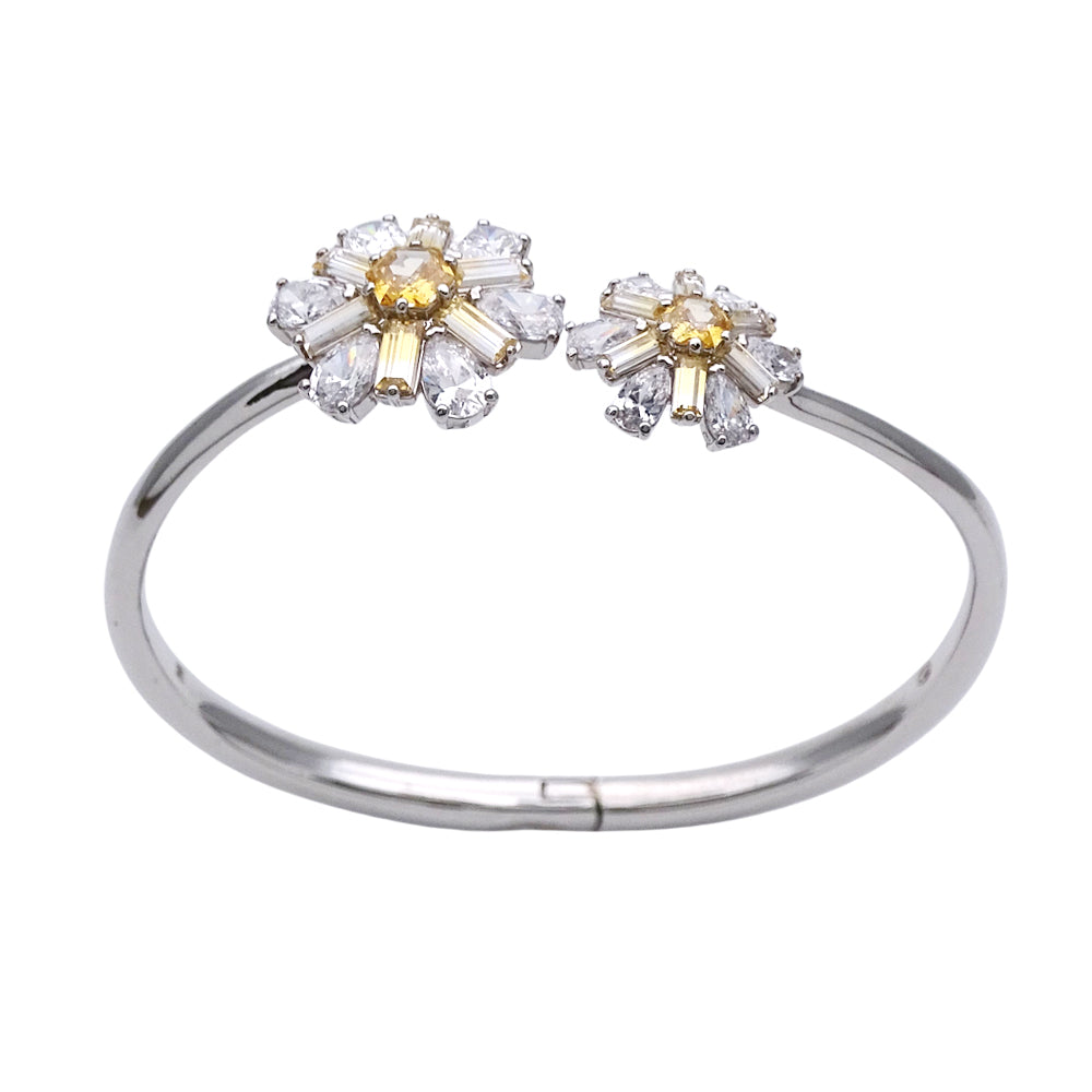 Swarovski スワロフスキー バングル メタル シルバー イエロー M レディース 【中古】