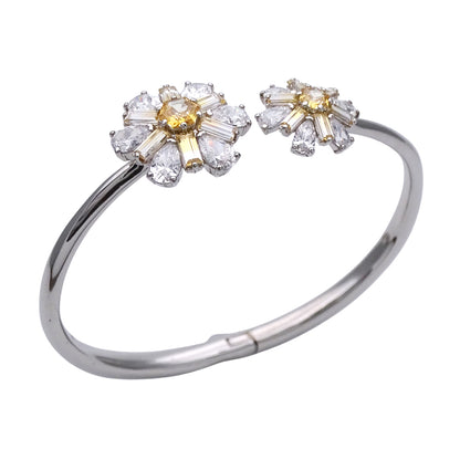 Swarovski スワロフスキー バングル メタル シルバー イエロー M レディース 【中古】