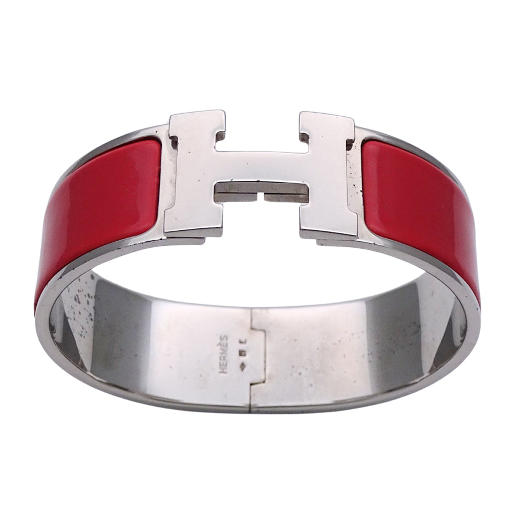 HERMES エルメス バングル クリック・クラシックH GP シルバー レッド レディース 【中古】