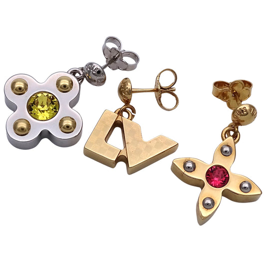 LOUIS VUITTON ルイ・ヴィトン ブックルドレイユ ラブレターズ ピアス メタル ゴールド シルバー レディース M67077 【中古】