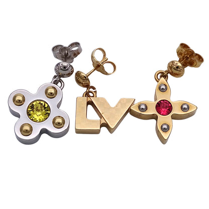 LOUIS VUITTON ルイ・ヴィトン ブックルドレイユ ラブレターズ ピアス メタル ゴールド シルバー レディース M67077 【中古】