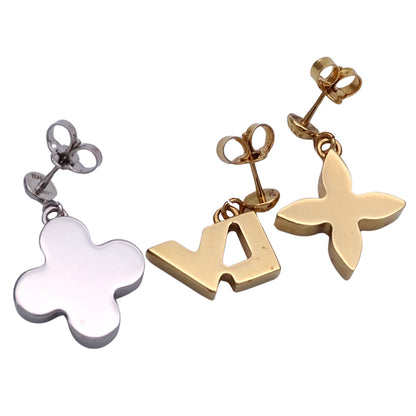 LOUIS VUITTON ルイ・ヴィトン ブックルドレイユ ラブレターズ ピアス メタル ゴールド シルバー レディース M67077 【中古】