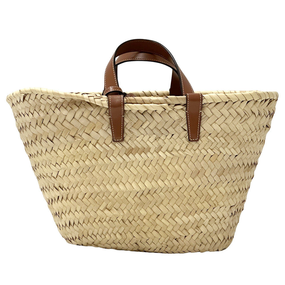 CELINE セリーヌ クラシック パニエ 2wayバッグ ティーン トリオンフ タン ラフィア レディース 【中古】