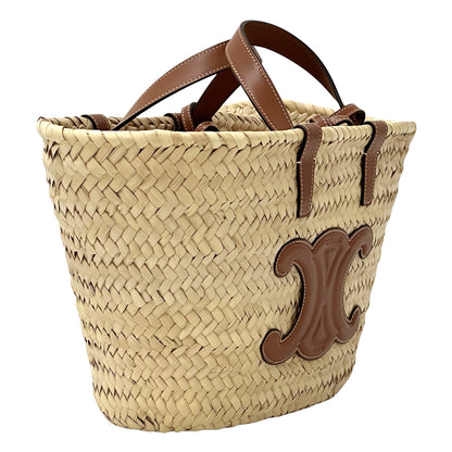 CELINE セリーヌ クラシック パニエ 2wayバッグ ティーン トリオンフ タン ラフィア レディース 【中古】