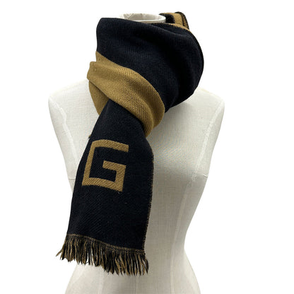 GUCCI グッチ マフラー・ストール ブラック ブラウン ウール レディース 【中古】