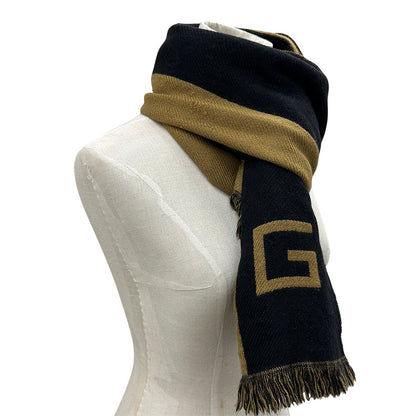 GUCCI グッチ マフラー・ストール ブラック ブラウン ウール レディース 【中古】