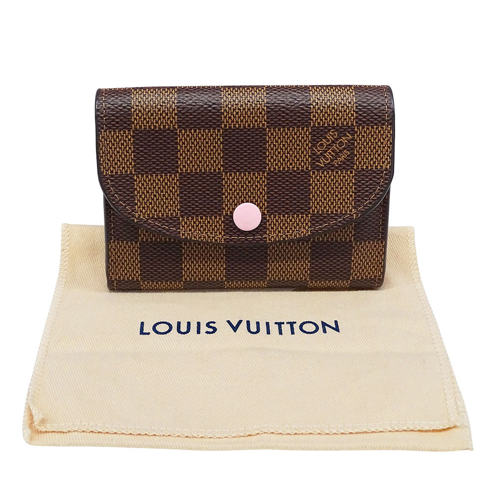 LOUIS VUITTON ルイ・ヴィトン ポルトモネ・ロザリ コインケース ダミエ エベヌ ローズバレリーヌ N64423 ダミエキャンバス レディース 【中古】
