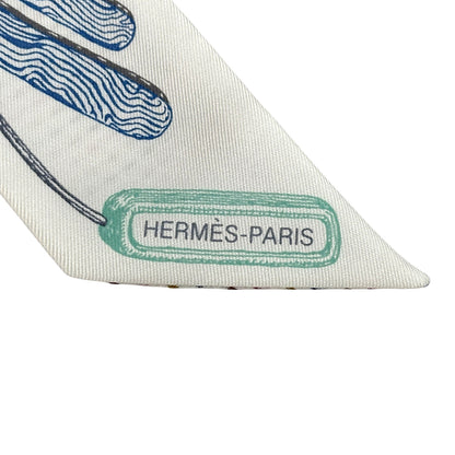 HERMES エルメス ツイリー Chevaloscope neon シュヴァロスコープ・ネオン スカーフ ホワイト マルチカラー シルク レディース 【中古】