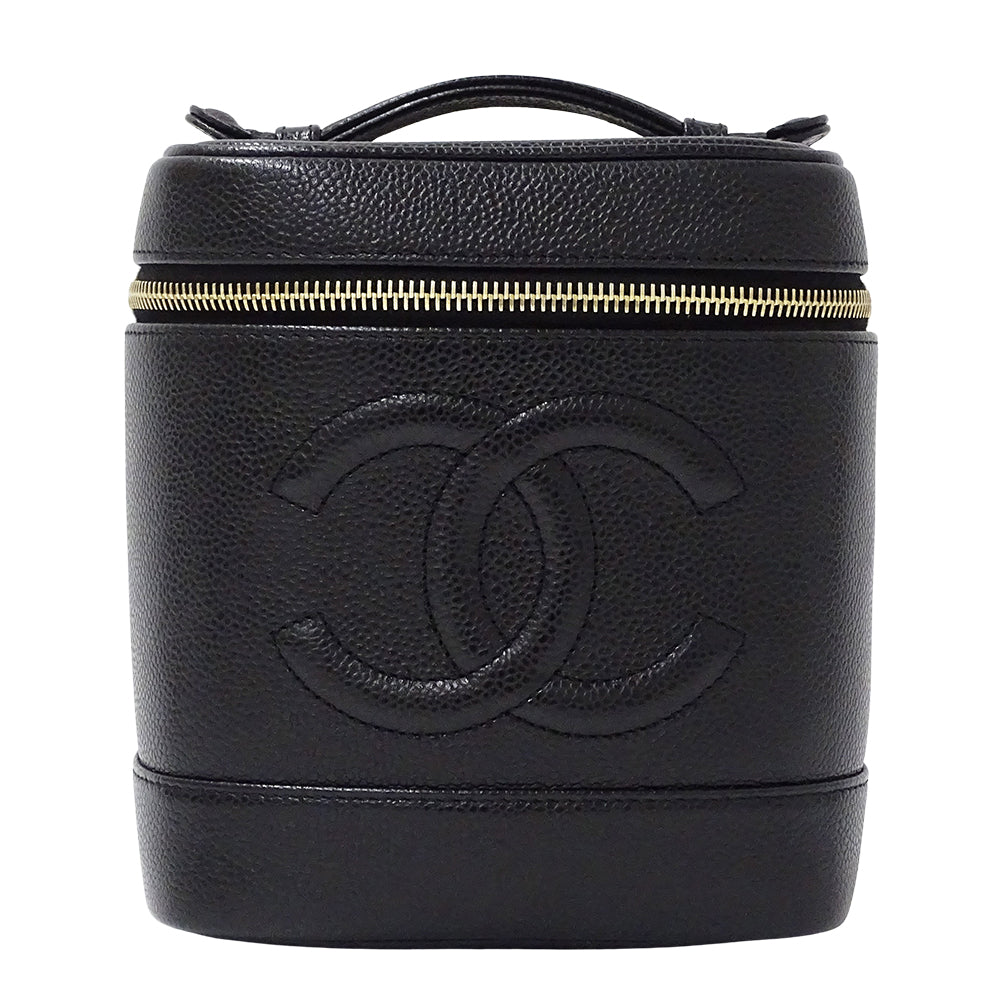 CHANEL シャネル ハンドバッグ ブラック ゴールド金具 キャビアスキン レディース 【中古】