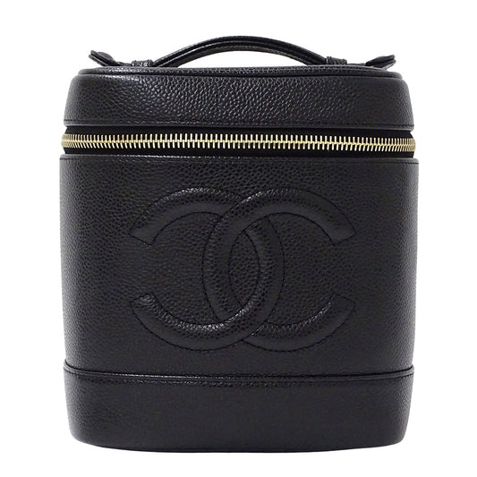 CHANEL シャネル ハンドバッグ ブラック ゴールド金具 キャビアスキン レディース 【中古】