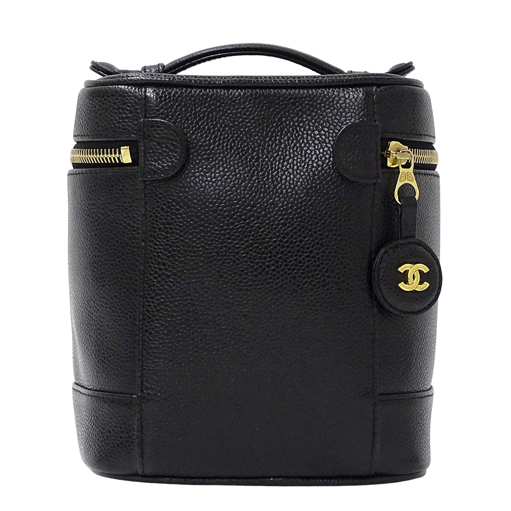 CHANEL シャネル ハンドバッグ ブラック ゴールド金具 キャビアスキン レディース 【中古】