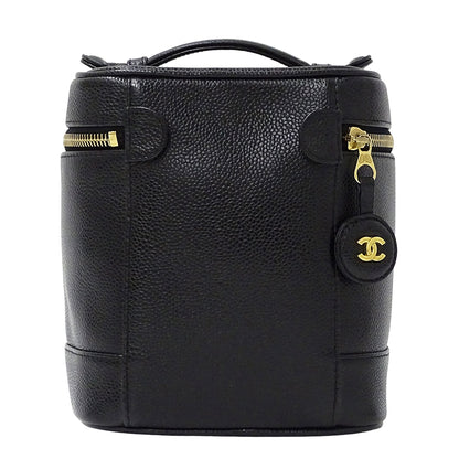 CHANEL シャネル ハンドバッグ ブラック ゴールド金具 キャビアスキン レディース 【中古】