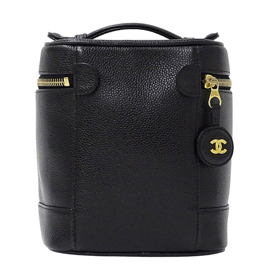 CHANEL シャネル ハンドバッグ ブラック ゴールド金具 キャビアスキン レディース 【中古】