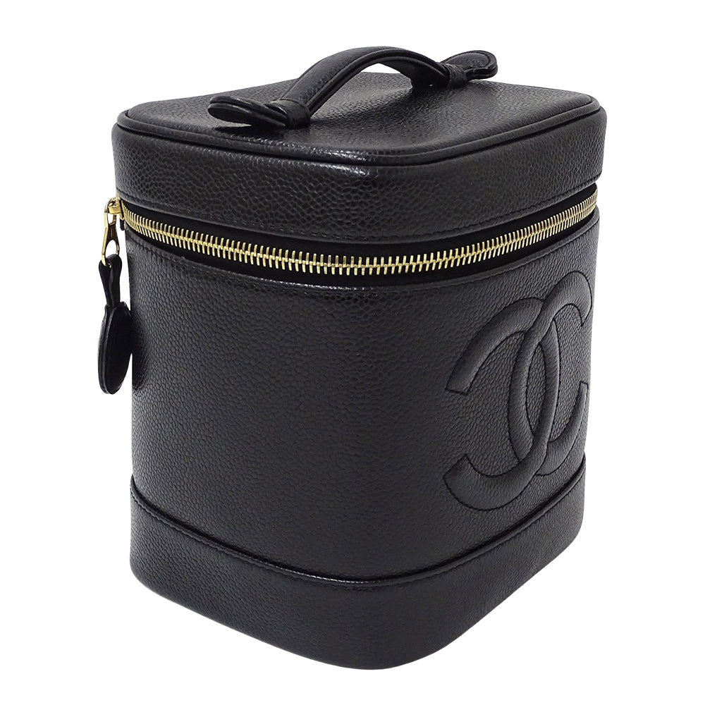 CHANEL シャネル ハンドバッグ ブラック ゴールド金具 キャビアスキン レディース 【中古】