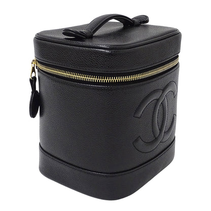 CHANEL シャネル ハンドバッグ ブラック ゴールド金具 キャビアスキン レディース 【中古】