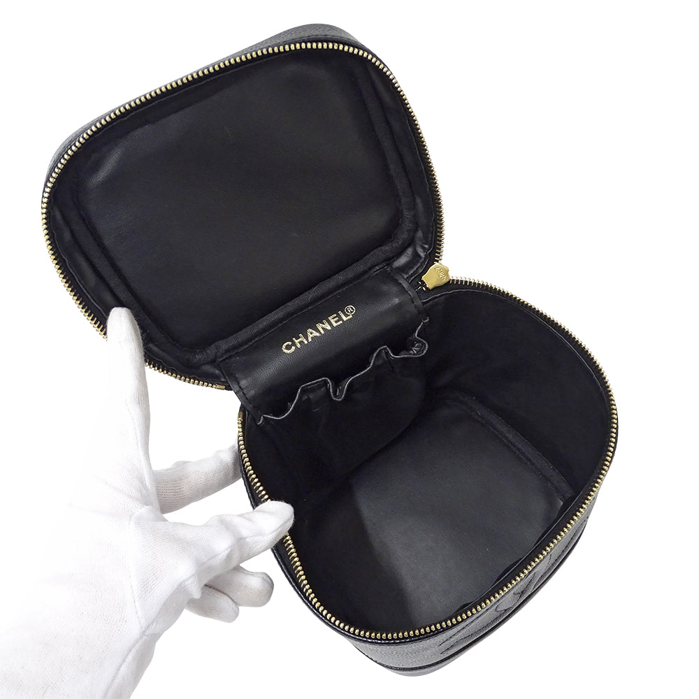 CHANEL シャネル ハンドバッグ ブラック ゴールド金具 キャビアスキン レディース 【中古】