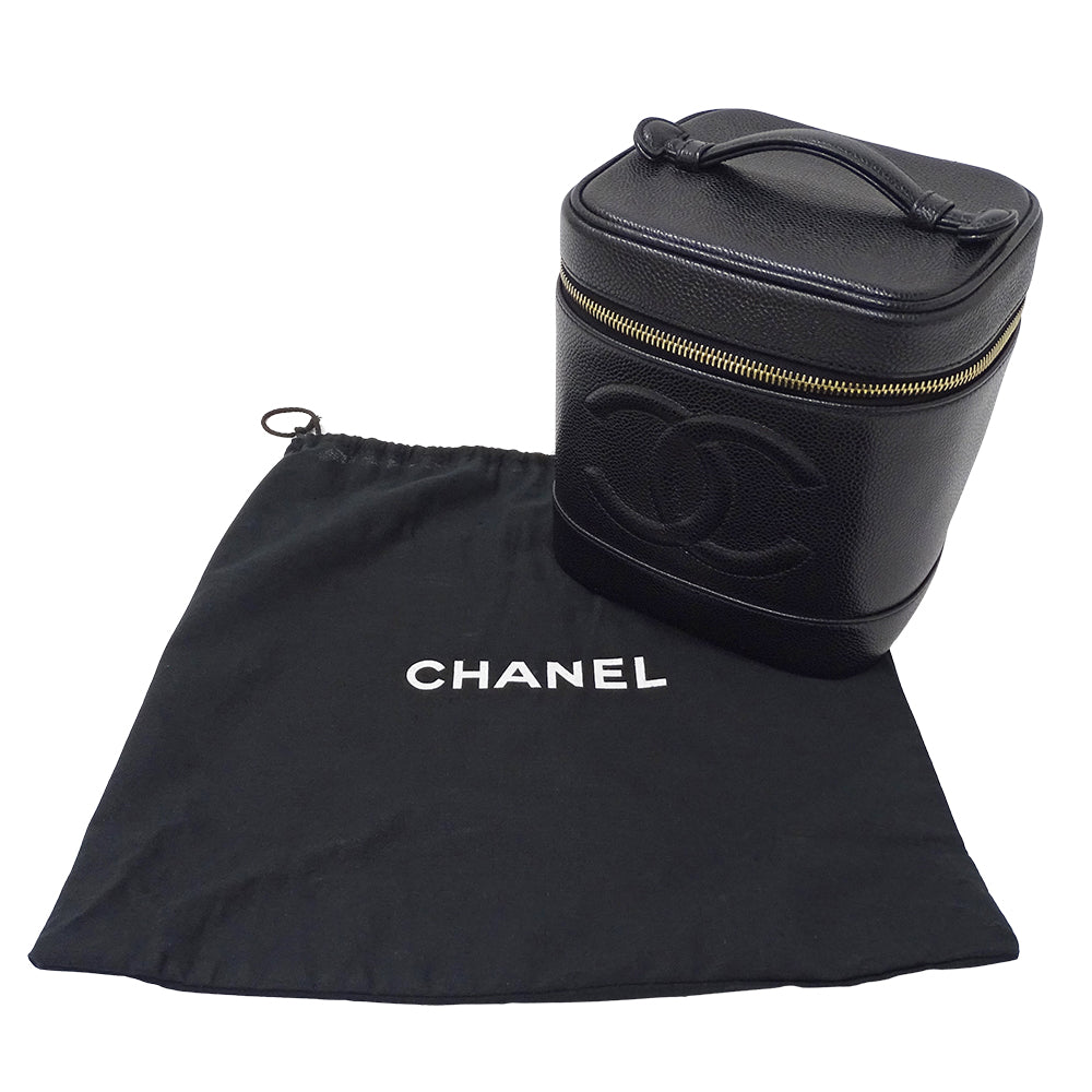CHANEL シャネル ハンドバッグ ブラック ゴールド金具 キャビアスキン レディース 【中古】