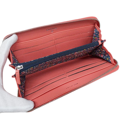 CHANEL シャネル 長財布 ラッキークローバー サーモンピンク レザー レディース 【中古】