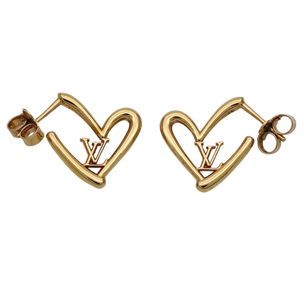 LOUIS VUITTON ルイ・ヴィトン フォーリンラブPM ピアス ブックルドレイユ・ハート メタル ゴールド PM レディース M00463 【中古】