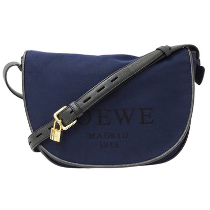 LOEWE ロエベ ショルダーバッグ ネイビー キャンバス レディース 【中古】