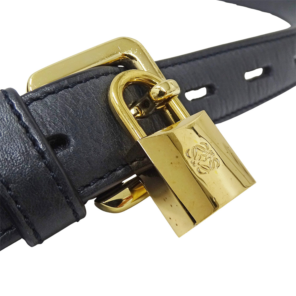 LOEWE ロエベ ショルダーバッグ ネイビー キャンバス レディース 【中古】