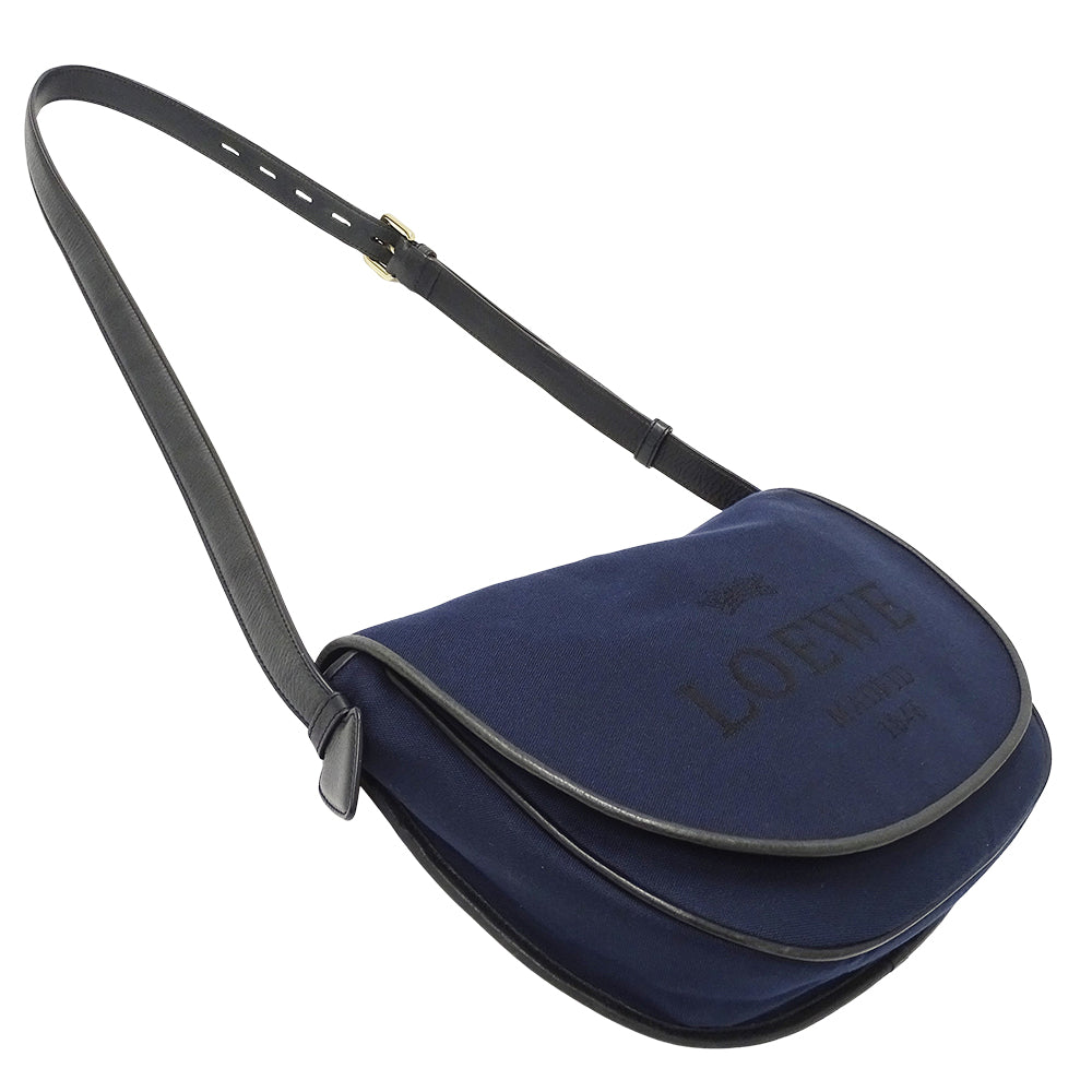 LOEWE ロエベ ショルダーバッグ ネイビー キャンバス レディース 【中古】