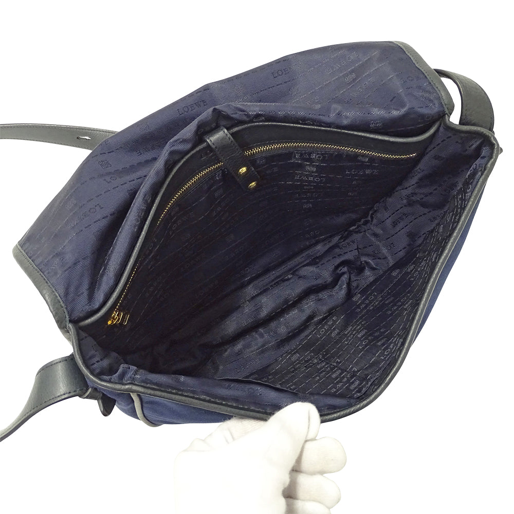 LOEWE ロエベ ショルダーバッグ ネイビー キャンバス レディース 【中古】